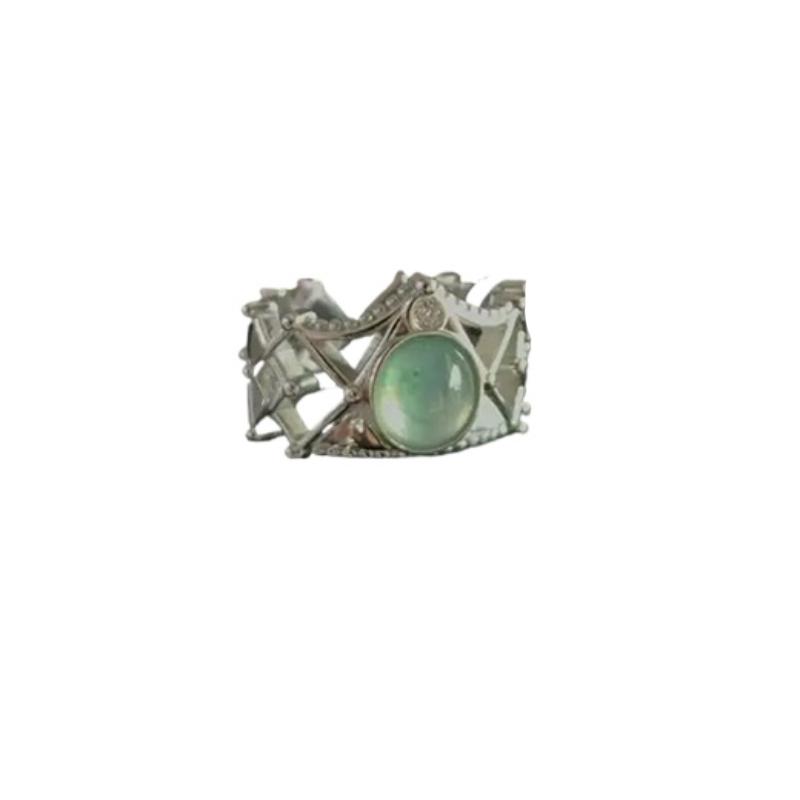 Original design elegant hip-hop style hollow out small crown rings for women chalcedony high-end fashion ring party jewelry