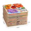 Montessori 3D Holzpuzzle Cartoon Tiere Muster Legespiel Kinder Lernspielzeug Geschenke für Kinder