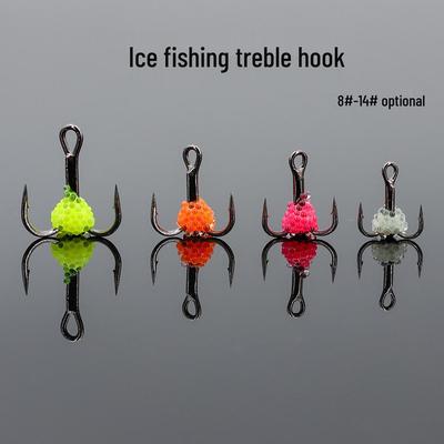 Cebos Duros Fluorescentes Luminosos para Pesca en Hielo con Anzuelos de Tres Puntas - Suministros para Pesca de Invierno