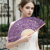 Hollow Ribs Embroidered Folding Fan Tassel Pendant Dance Handheld  Fan  Dance Performance