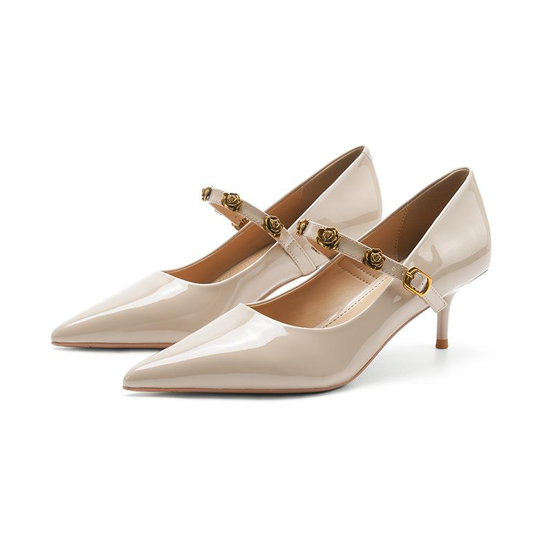 

588-8 Темперамент не устает от высоких каблуков для женщин 2025 весна и осень новые модели туфли-лодочки с острым носком на тонком каблуке с мелким вырезом f 40