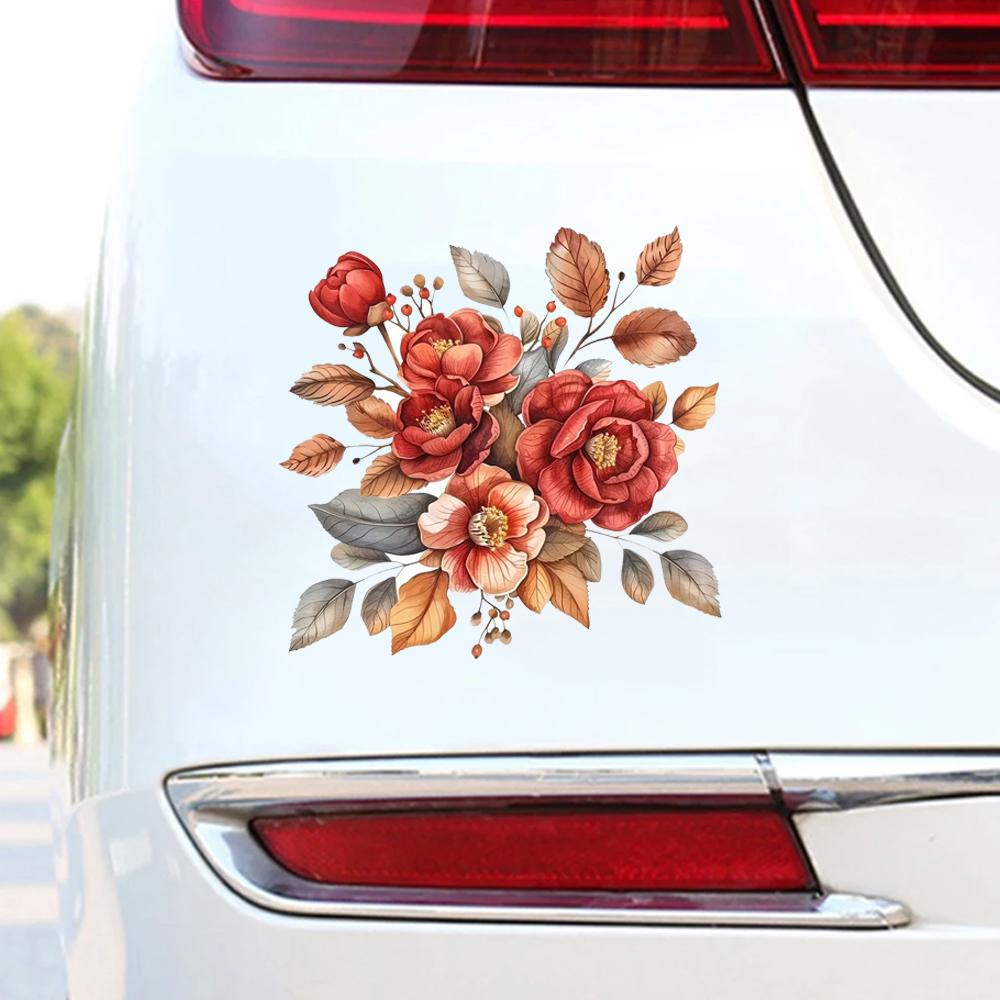 QT2080#15cm Floral Vinyl Aufkleber Blume Geeignet für Laptop, Auto, LKW, Van, SUV, Motorrad, Wand, Stoßstange, Fenster