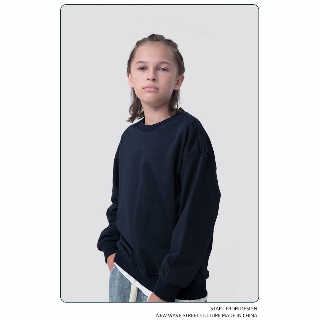 

Navy Blue Loose Fit Round Neck Sweatshirt - Autumn 2025 Collection for Medium and Large Children, Trendy Brand, Long Sleeve Pullover 150 cm темно-синього кольору
