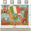 2D I Love Italia Photography Backdrop, Italy Flag, Coffee, Wine and Landmarks Background