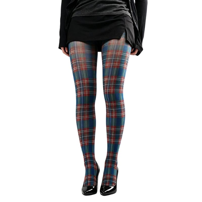 Multicolor Patterned Footed Tights for Women Printed Pantyhose Stockings for Dress Skirt Layering In Spring Fall Office and Daily Wear