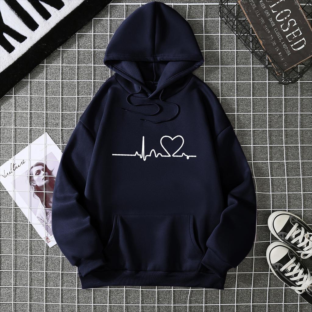 Nuovo top in velluto da donna autunno e inverno 2025 maglione largo a maniche lunghe con battito cardiaco
