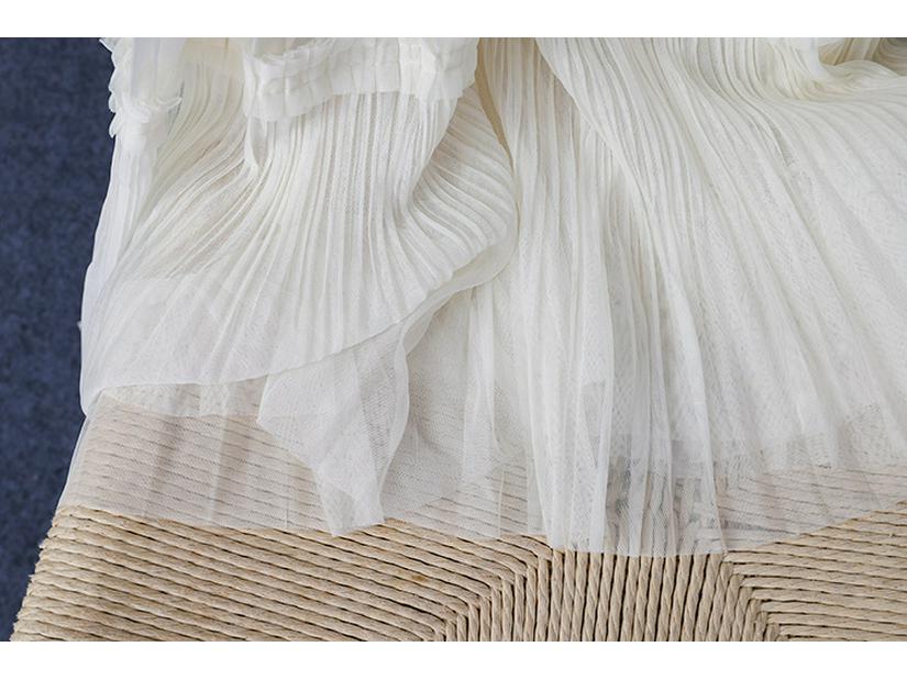 Gonna Lunga in Garza Rosa Dolce Fei Yuan: Moda Primaverile da Donna, Versatile Colore Unico Pieghettato Drappeggio.