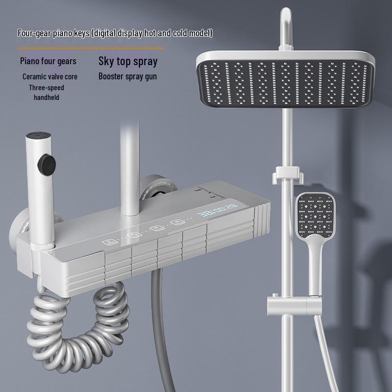 Zestaw prysznicowy z funkcją zwiększania ciśnienia w kolorze gunmetal z wyświetlaczem cyfrowym