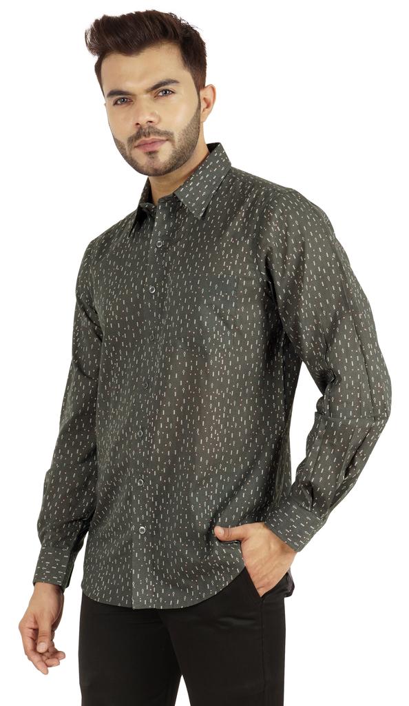 Bestman Printed Shirt For Mens Full Sleeves With Cuff Slub Cotton Shirt Office