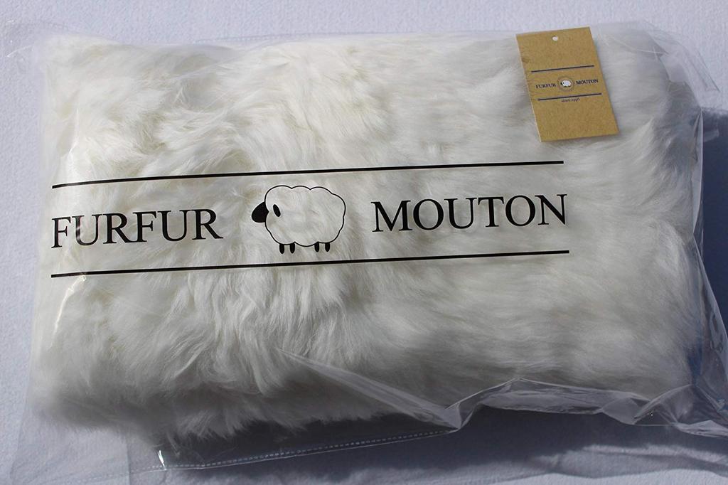 Fuskfårskinn Fårskinnmatta, Fluffig och Mjuk Fuskpälsmatta, för Matsal, Soffa, Stol, Bil, Arbetsbord eller Bil (40x40cm, Vit)
