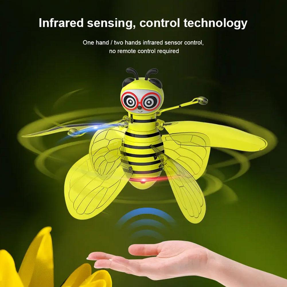 Cute Little Bee Rotating Flying Vehicle Aircraft Gesture Sensing Vehicle Flying Helicopter Lights Children's Toys