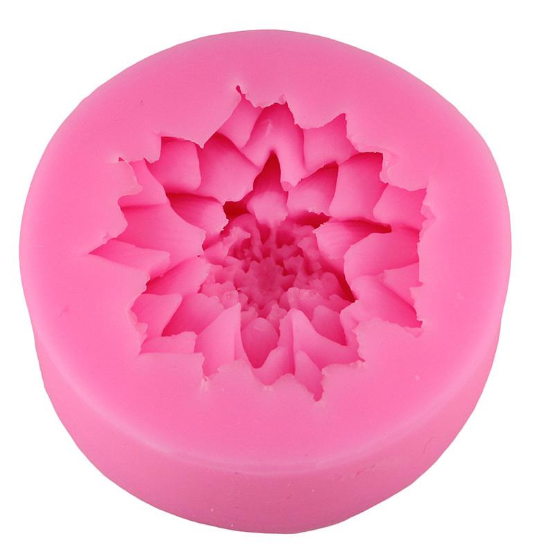 3D Lotus Krysantemum Blomster Bryllupskake Dekorasjonsverktøy DIY Baking Fondant Silikonform Stearinlys Såpeformer