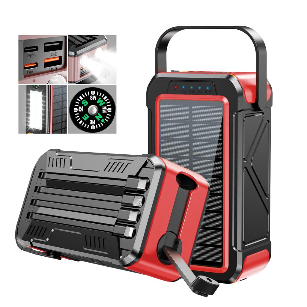 New Arrival Large METI Solar Mobile 3A Fast 4 Dual 7 Devices Simultaneously Power Flashlight LED Emergency SOS Compatible with Devices & 80,000mAh
