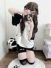 ZYOOFOV and Hoodie Short Subculture Panda Harajuku Plus School Style Women's Tracksuit, Pants, Shorts, Set, Sleeve, Unisex, Style, Zip-Up, Cute,
