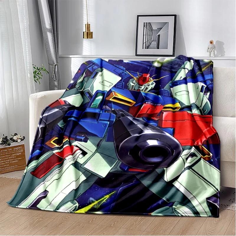 HD Robot GUNDAM Cartoon Soft Flannel Blanket for Bed Bedroom Sofa Picnic,Throw Blanket for Cover Office Christmas Gift Kids