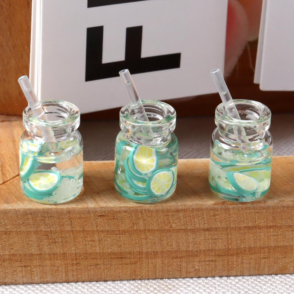 Ręcznie robione miniatury jedzenia i napojów do domku dla lalek: Ciasto, Sok, Talerze