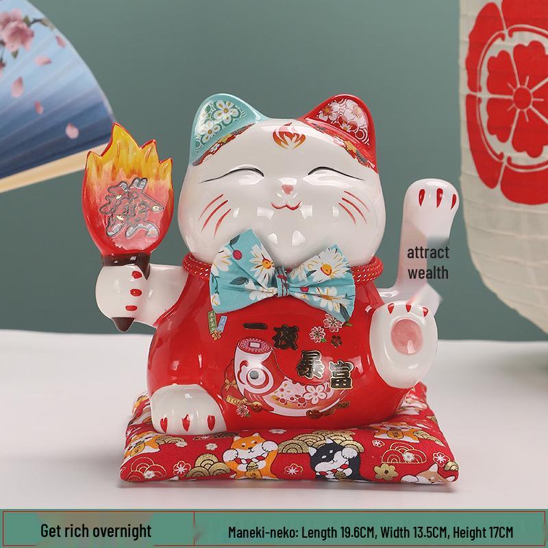 Large Electric Waving Lucky Cat Ornament for Home or Shop Decor