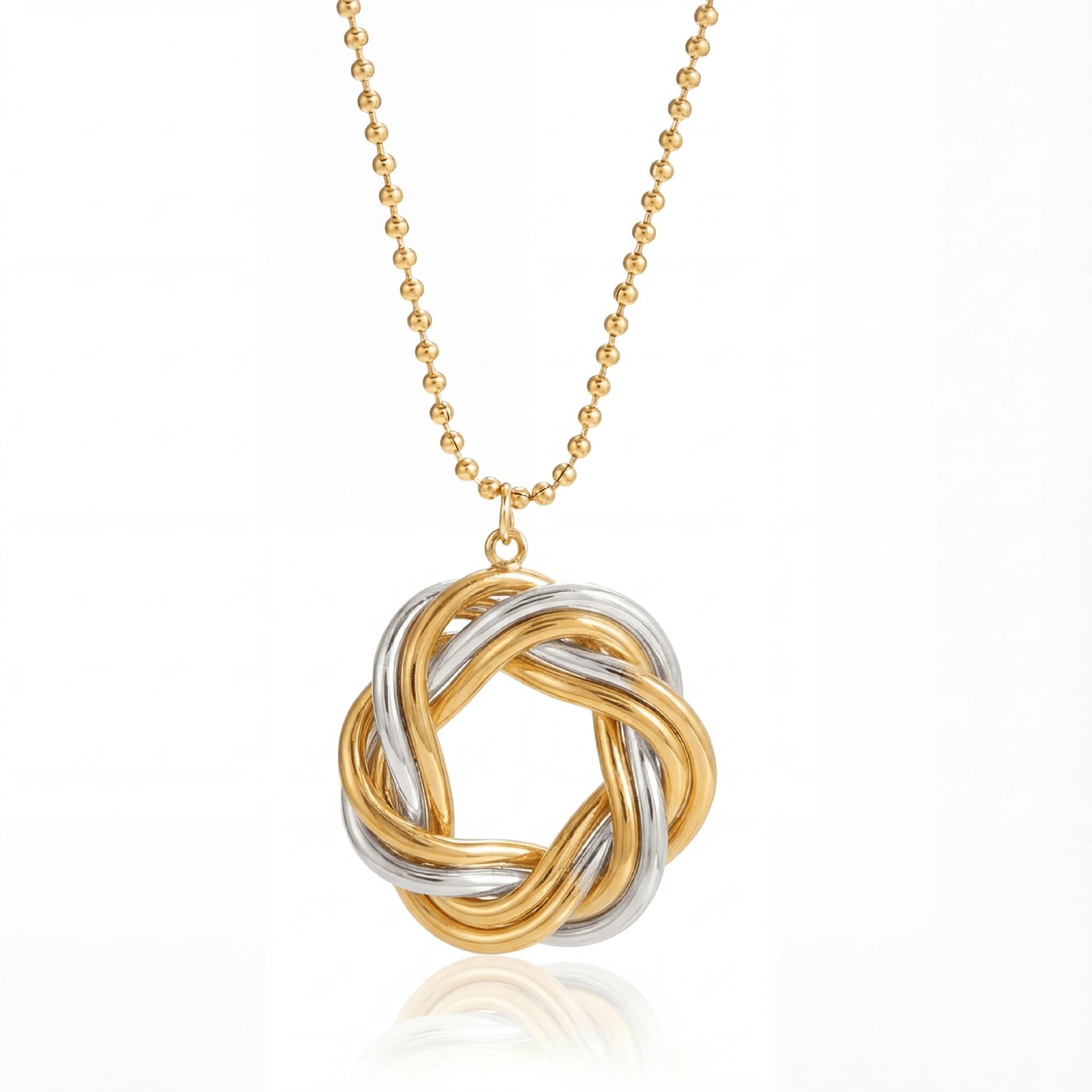 

Personalized Simple Ada Silk Knot Geometric Digital Twist Gold And Silver Splicing Color Necklace Electroplating