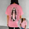 Anime Demon Slayer Nezuko T Shirt White Cotton Graphic Short Sleeve Tee Cute Kawaii Print For Casual Otaku Daily Wear