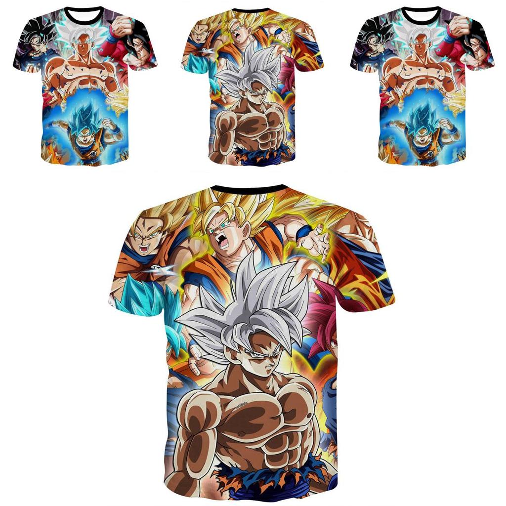 Tee Summer Dragon Ball Z Goku Super Saiyan 3d Print Casual Tshirt Men Women Top