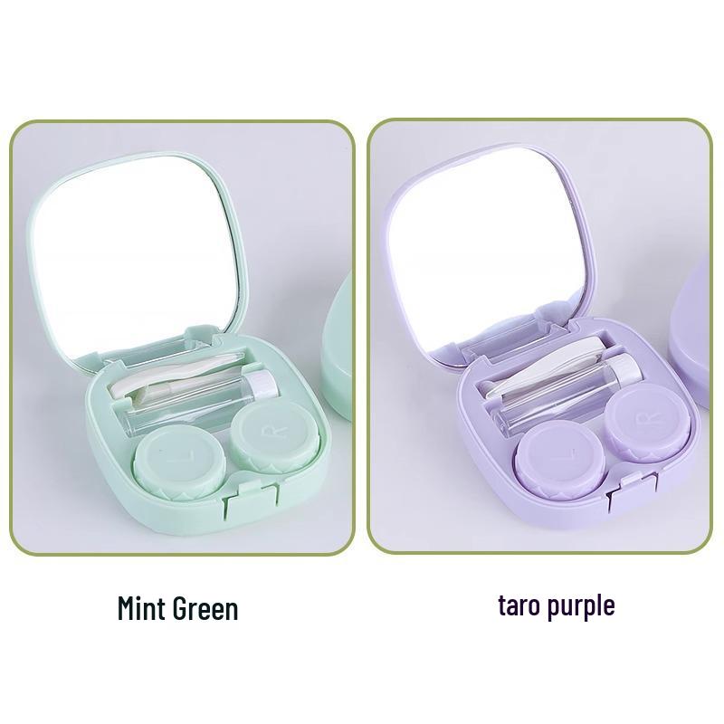 Portable Leak-Proof Contact Lens Case with Mirror - Stylish Double-Compartment for Colored Lenses