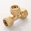 Brass Compression Tee Pex 1216/1418/1620/2026/2632 Pipe Fitting Equal Reduced Aluminum Plastic Pipe Fittings for Floor Heating