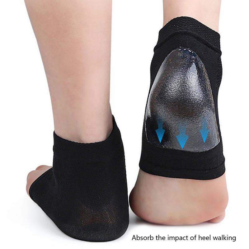 2PCS Gel Silicone Heel Protector Sleeve Repair Cushion Half-yard Socks Heel Pads Heel Cups Plantar Fasciitis Support Feet Care