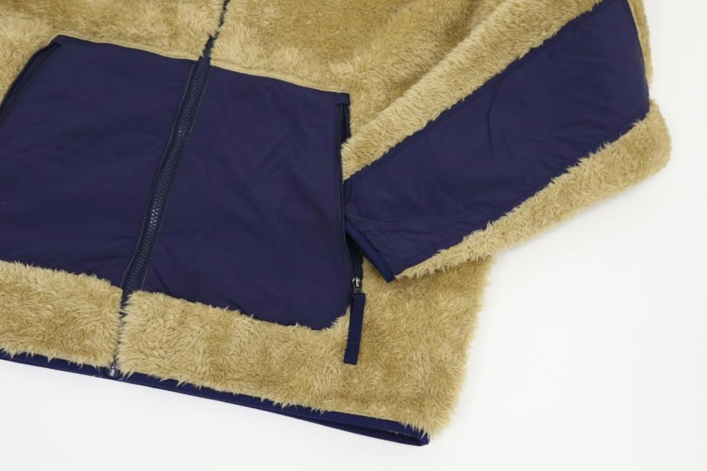 POLO RALPH LAUREN Hooded Retro Pile Performance Panel Fleece Big Size Men's Zip-Up Jacket, Pony, L, Khaki/NVY (Product Code 01010066)