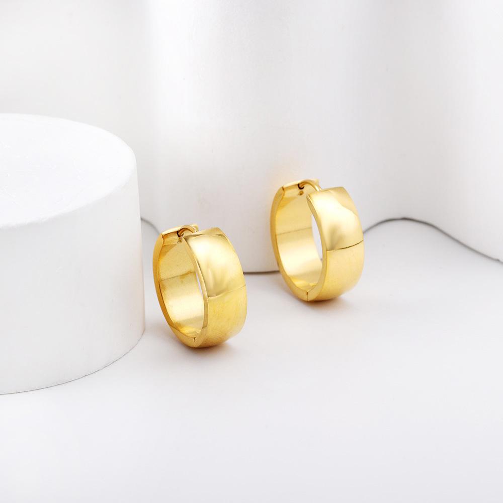 Plain Ring Ear Buckle, Niche Design, Simple Temperament, High-end Earrings, Stainless Steel Earrings.
