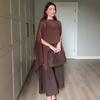  spring and autumn new European and American women's clothing loose meat covering tulle cape chiffon shawl suspender skirt set