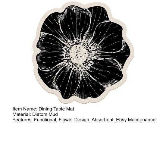 Flower Placemat Dining Table Heat Insulation Mat Absorbent Diatomaceous Earth Decorative Flower Mat