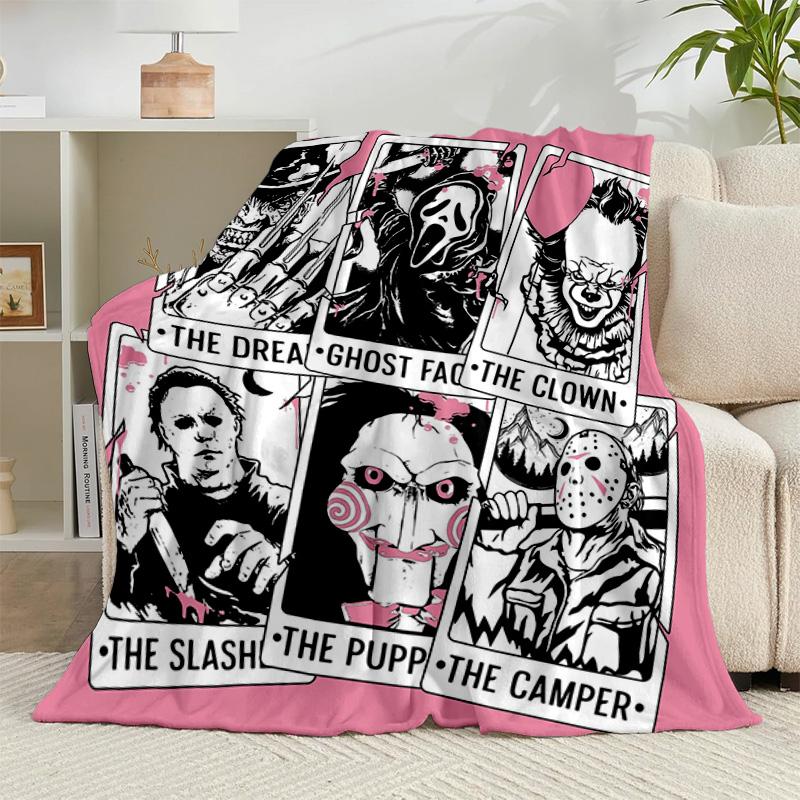 1PC Horror Movie Characters Flannel Blanket Gift, Suitable for Both Men And Women, Soft Ideal for Beds And Sofa, Birthday Or Christmas Gift