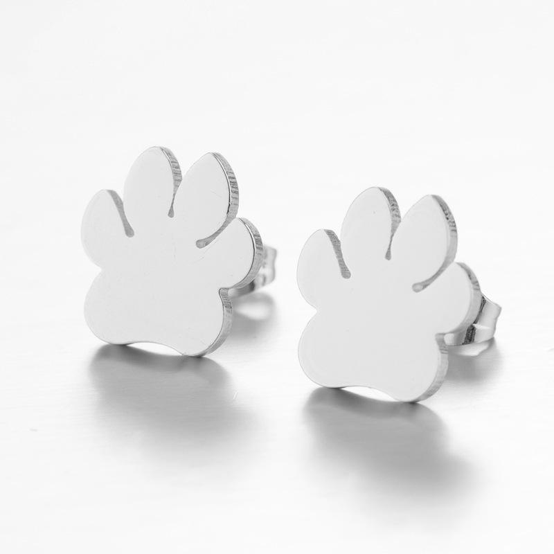 Cute Bear Paw Stud Earrings: Japanese Korean Style, Small Fresh Ear Ornaments, Personality Footprint Earrings