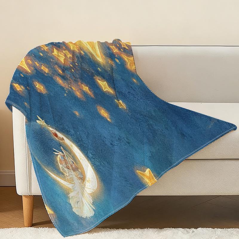 Postpartum Maternity Flannel Blanket Dreamy Starry, Anti-Pilling, Soft & Skin-Friendly, Warm Cozy for Home Relax, Ideal for Christmas & Halloween