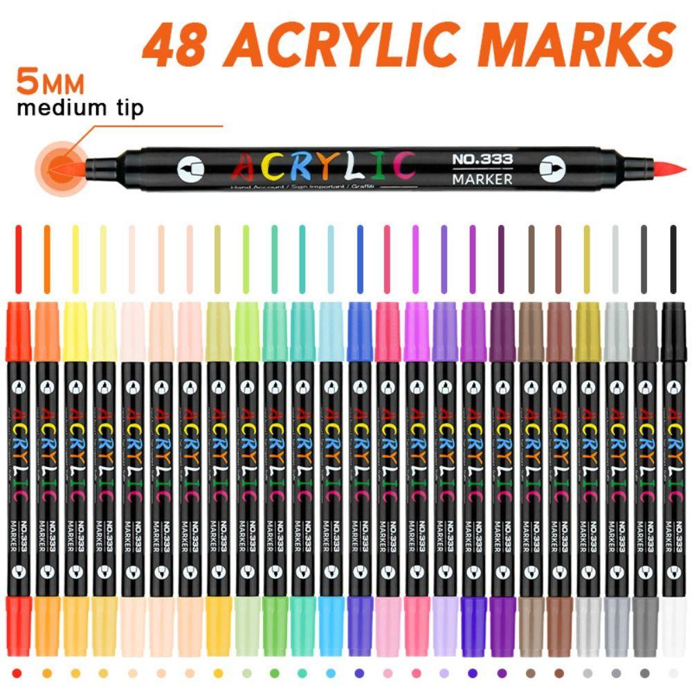 Dual Color Acrylic Paint Markers 24/48/72 Colors Dual Tip Markers Dual-ended Markers  Ceramic Craft
