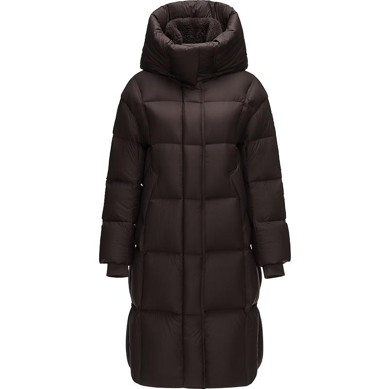 Tambor Women s Long Puffer Jacket with Detachable Faux Shearling Collar XS
