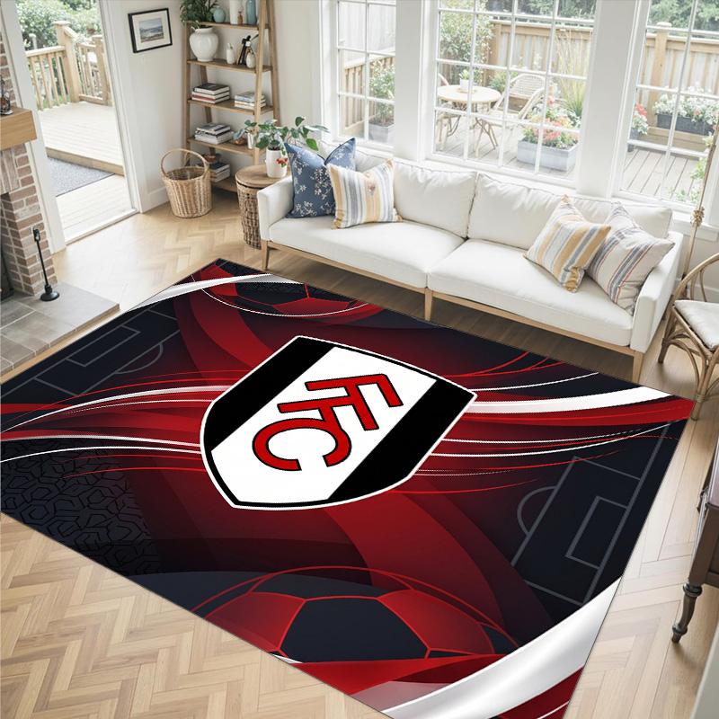 Fulham Football Design Crystal Velvet Carpet Cozy Non?Slip Printed Rug For Bedroom Living Room Entrance