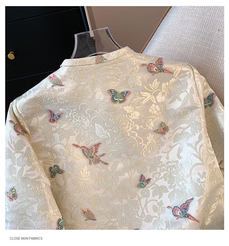 Spring & Autumn Women's Tang Suit Cardigan with Pan Buckle & Embroidery