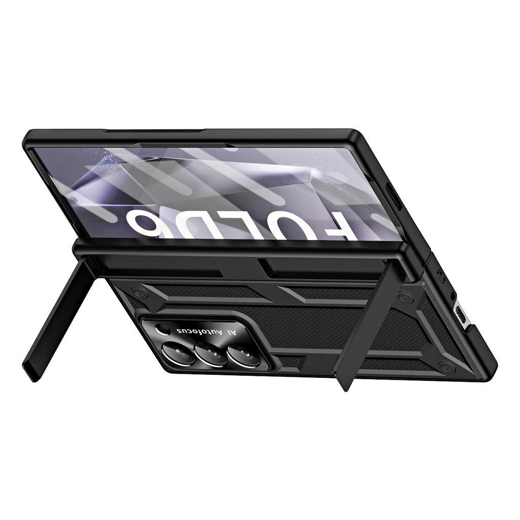 Double Stand for Samsung Galaxy Z Fold 6 Case Glass Film Spring Hinge Lens 360 Protection Cover Transparent Mental Shockproof