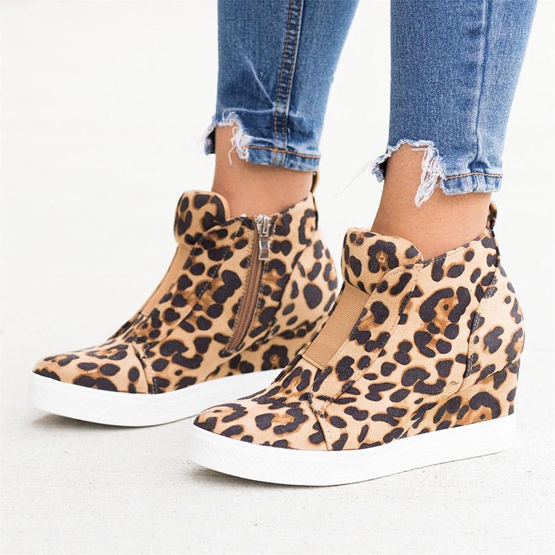 Buy Plus Size Women Sneakers Wedges Shoes Suede Platform Wedges Side Zipper Female Pumps Height
