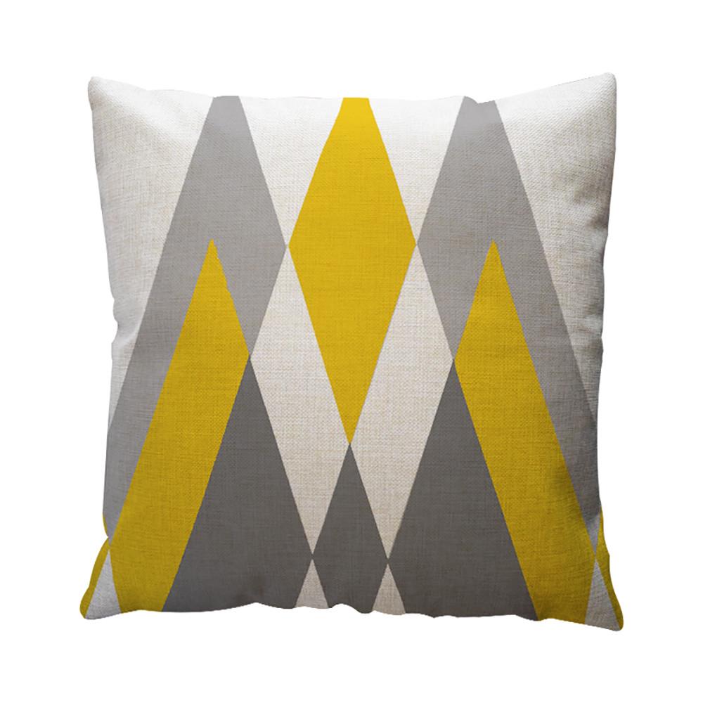 Yellow Geometric Pattern Throw Pillow Case Cushion Cover Home Decor Cotton Linen