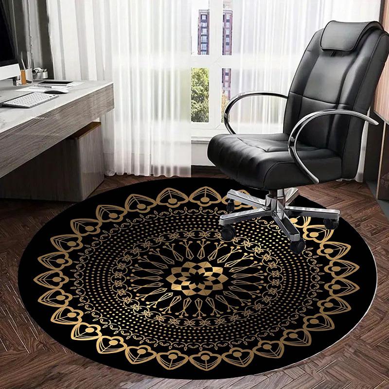1pc Office Carpet Chair Mats Golden Mandala Pattern Perfect for Decorating Office Chairs, Living Rooms, Or Bedrooms