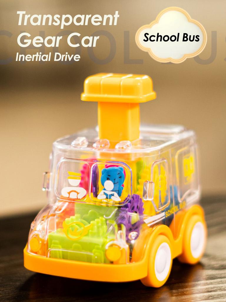 Pull-back Cartoon Car Toy for Kids 1-3 Years Transparent Inertia Sliding Puzzle Gift for Boys Girls