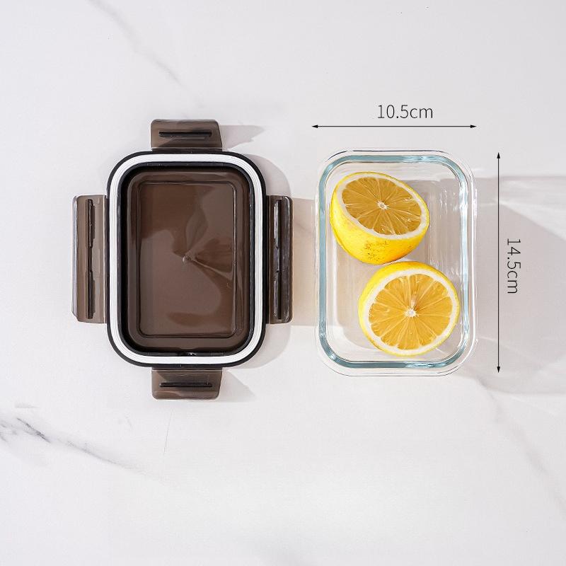 Rectangular Heat-resistant Glass Lunch Box, Heat-resistant, Bento Box and Refrigerator Glass Food Storage Box
