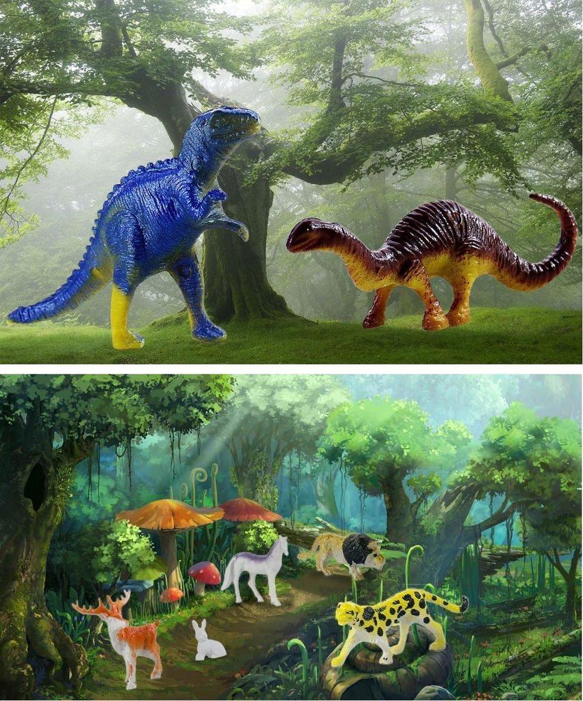 60Pcs Mini Simulation Animal Set Solid Wild Animal Lion Shark Ancient Dinosaur Model Toy Classic Confrontation Game
