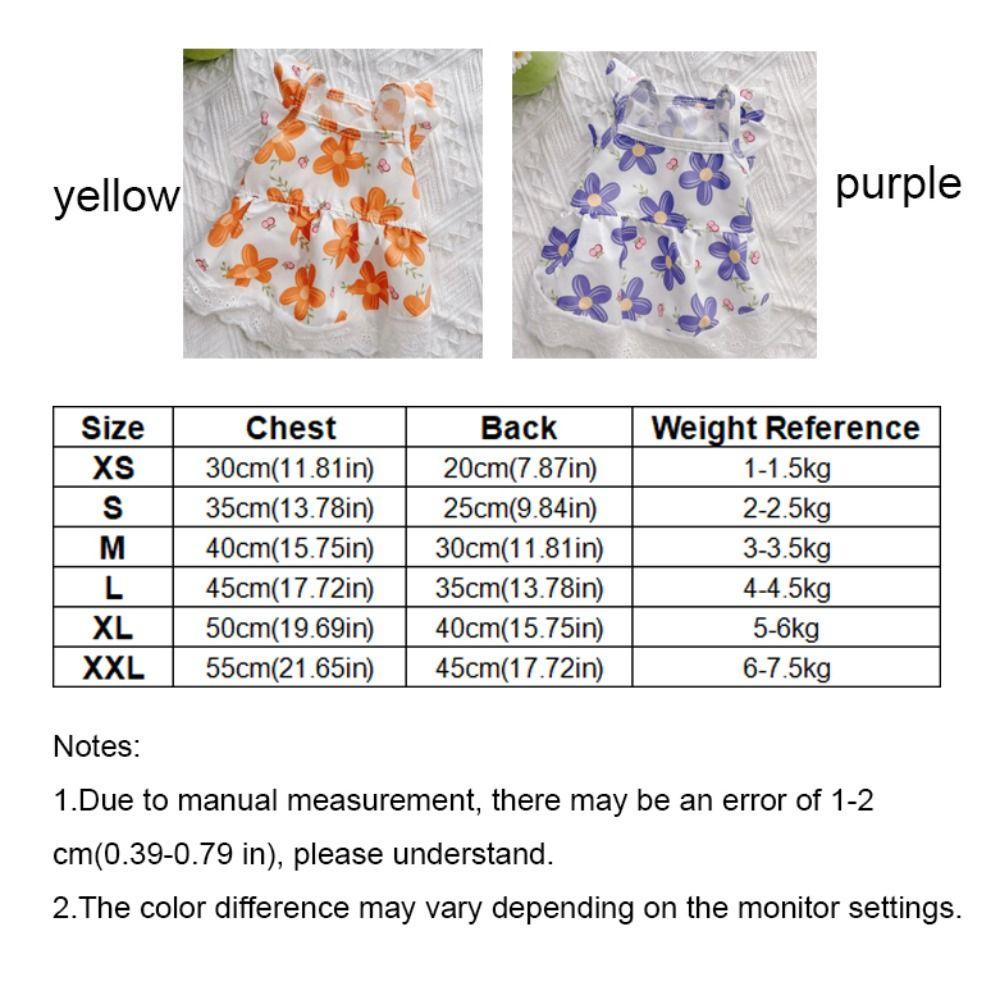 Breathable Floral Dog Skirt Lace-Trimmed Pet Flying Sleeve Dress Floral Suspender Dress Pet Party