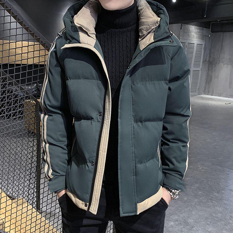 Men's Hooded Winter Cotton Jacket: Casual, Youthful, Thick, and Warm.