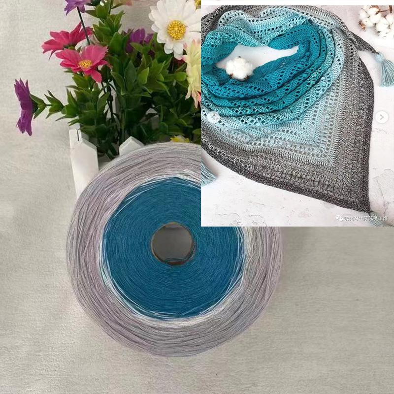 300g Pure Cotton Cake Thread Gradient Long Section Dyed No. 8 Lace Thread for DIY Hand-knitted Shawl Short-sleeved Skirt Blanket