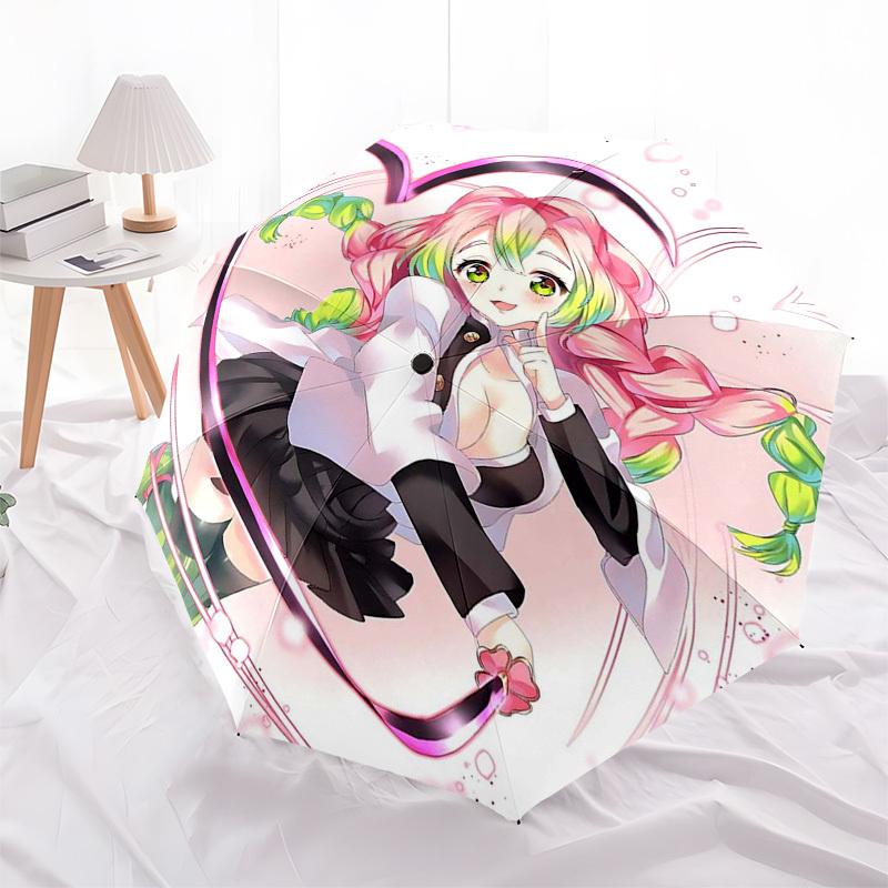 1pc Rainbow Hair Anime Girl Outdoor Umbrella - Automatic Opening/Closing, Portable 3-Fold Design, 8-Bone Iron Frame, Perfect Gift for Fans, Trave