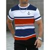 Men's 3DShort-sleeved Striped Design T-shirt, Short-sleeved T-shirt, Quick-drying, Breathable, Comfortable, Casual, Street Style